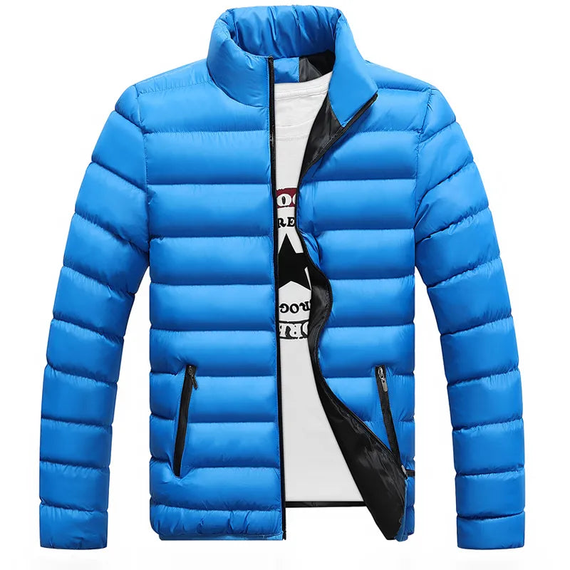 M-5XL New Men's Winter Thick Jacket Stand Neck Zipper for Warmth and Contrast Color Short Jacket Slim Fitting and Versatile jacket