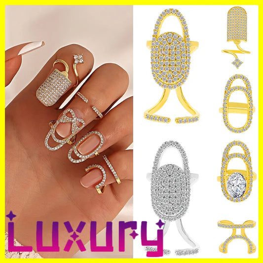 New In 2023 Luxury Nail Photo Ring Gold Silver Plated Phalanx Fashion Finger Manicure Joint Cuticle Ring For Women Trend Jewelry