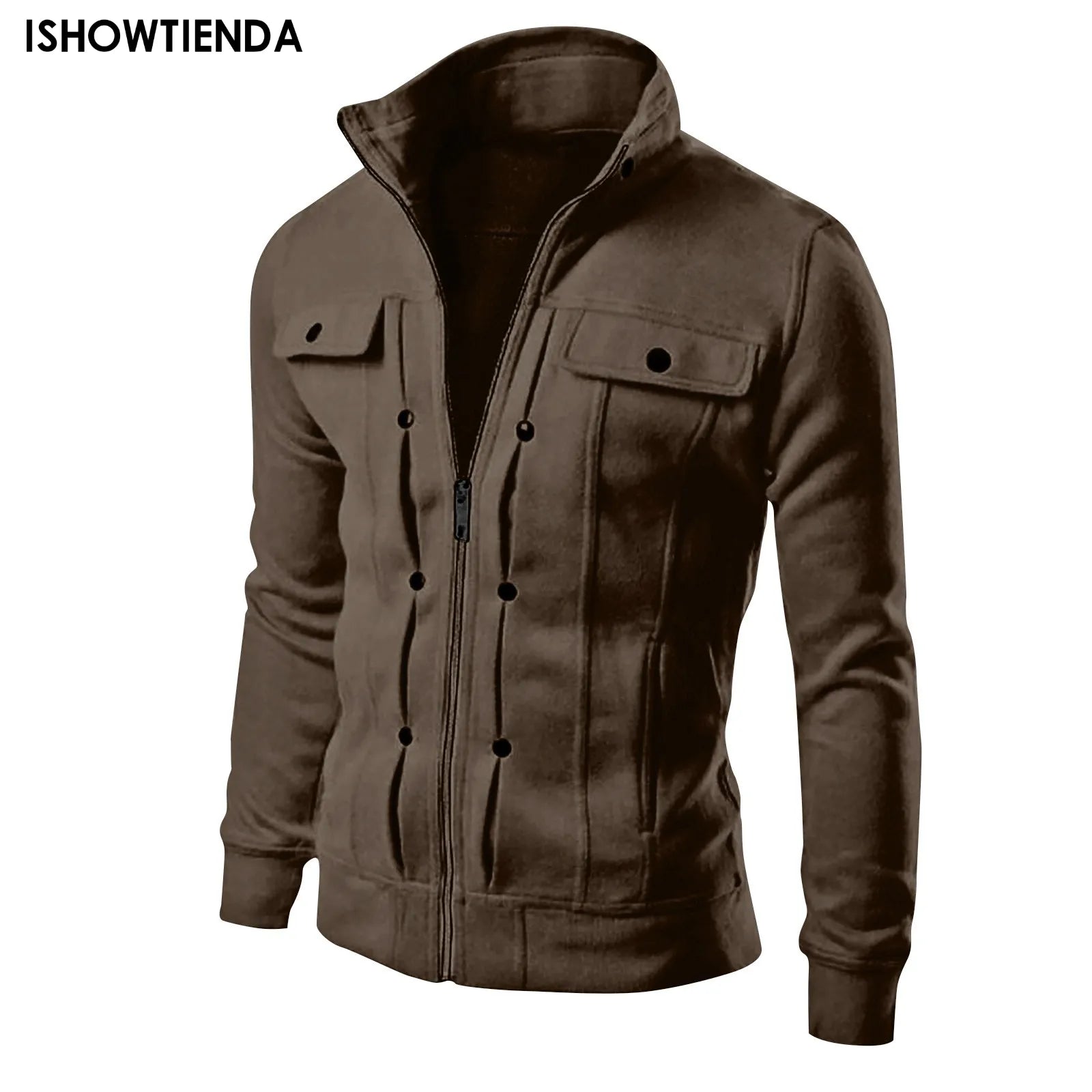 Men's Button Work Jacket Men's Multi Pocket Stand Collar Casual Mountain Jacket Big Jackets Wool Jacket Coat Kindling Jacket 