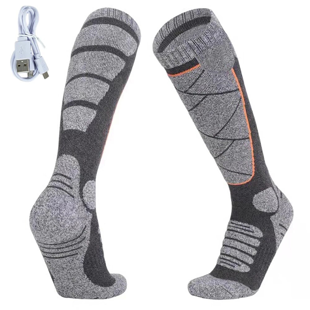 Unisex Electric Heated Socks 3 Heating Levels Heated Sports Stockings Intelligent Fast Heating for Winter Skiing Cycling