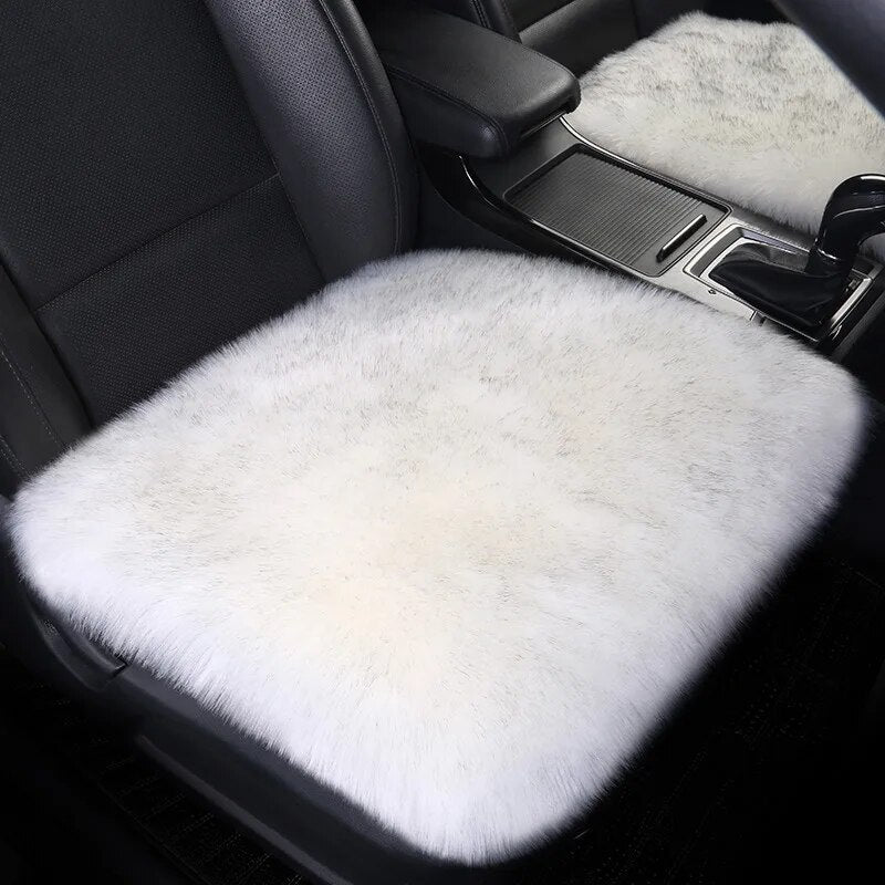 Winter Warm Car Seat Cover Fluffy Car Seat Cover Sets For Women Front+Rear Mat Long Plush Car Seat Cover Wool Fur Chair Cushion