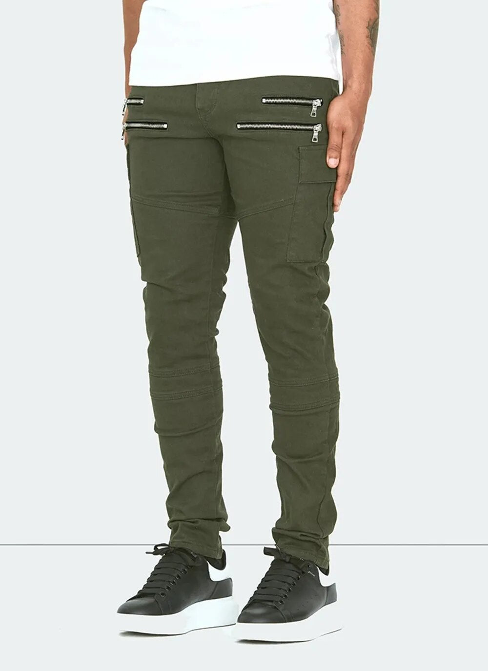 Mens Hip Hop Cargo Pants Joggers Streetwear Cotton Casual Slim Sport Trousers Training Workout Fitness Zipper Pockets Pant