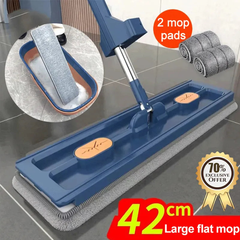 Lazy Mop 42 cm Large Flat Hands Wash Free Household Absorbent Cleaning Tool 