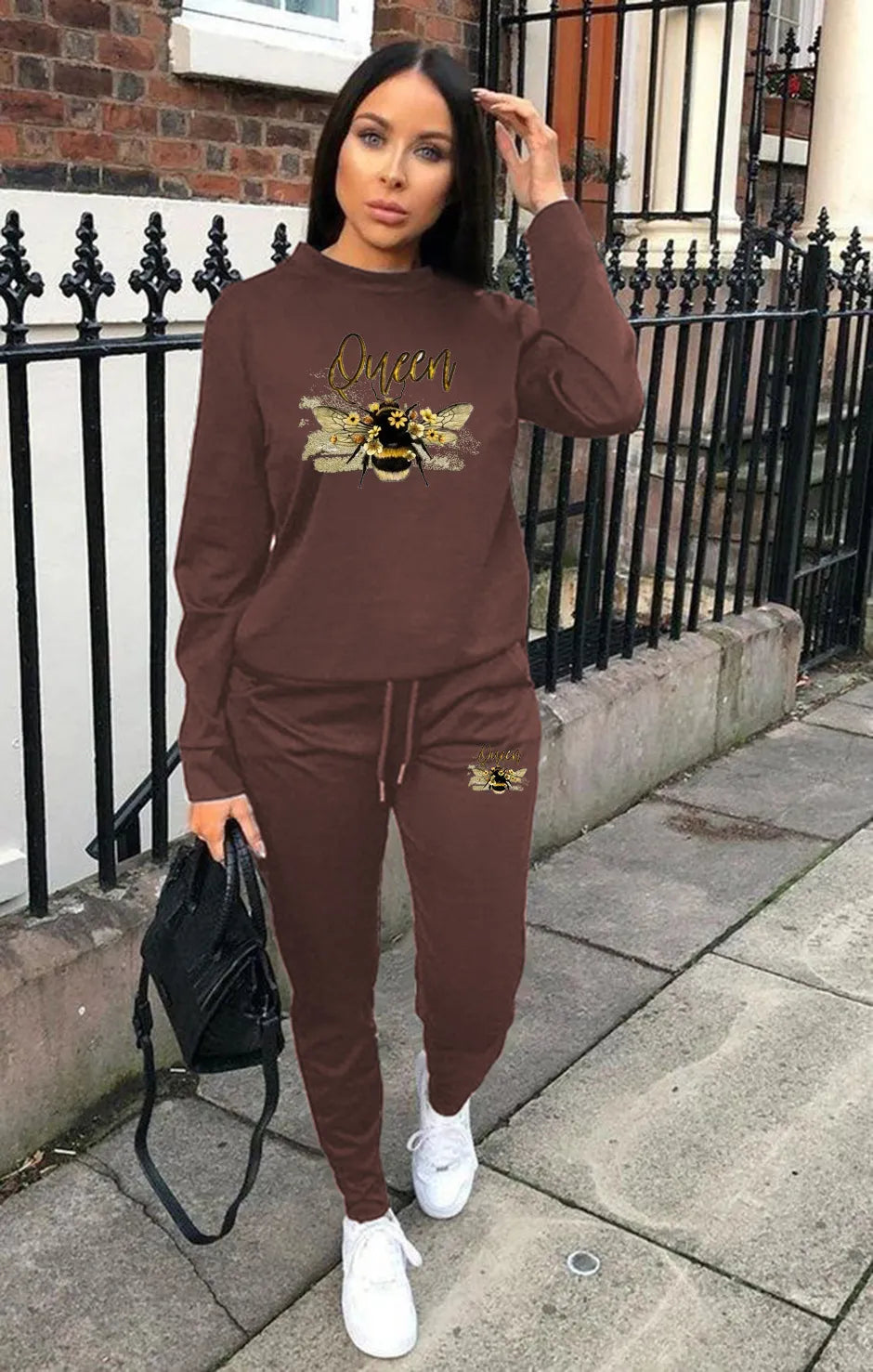 Women's Suit Autumn Winter Office Lady Printing Casual Sports Long Sleeve Tops and Pants Hoodie Two Piece Sets Womens Outifits