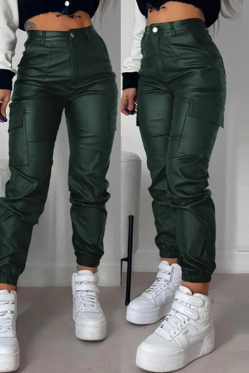 Casual Black Cargo Pants Parachute High Waist Straight Trousers Wide Leg Women Clothes