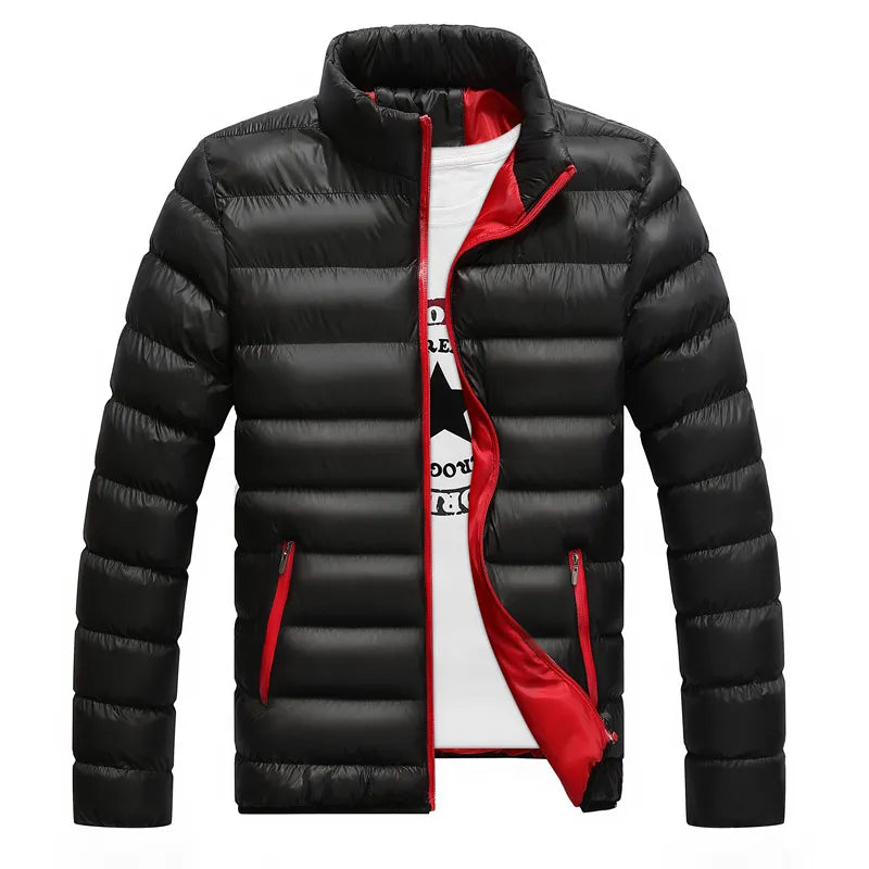 M-5XL New Men's Winter Thick Jacket Stand Neck Zipper for Warmth and Contrast Color Short Jacket Slim Fitting and Versatile jacket