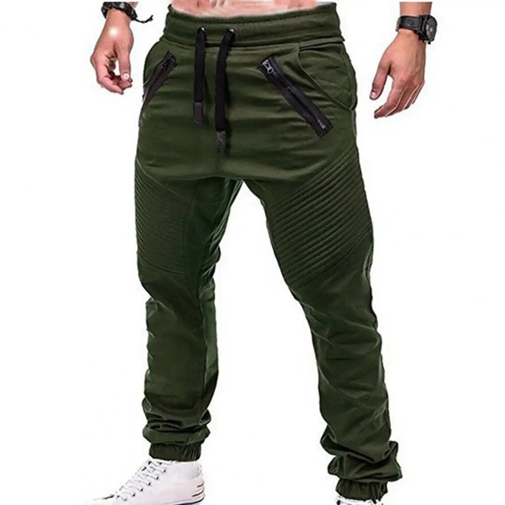 Men's Drawstring Adjustable Pocket Pants New Casual Men's Pants Jogging Slim Fit Striped Clothing