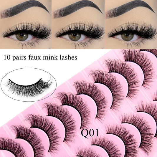 Visofree 3/10 Pairs Faux Mink Lashes Make Up Eyelashes Thick False Cils Reusable Eyelash Extension Hand Made Fake Eyelashes Q01