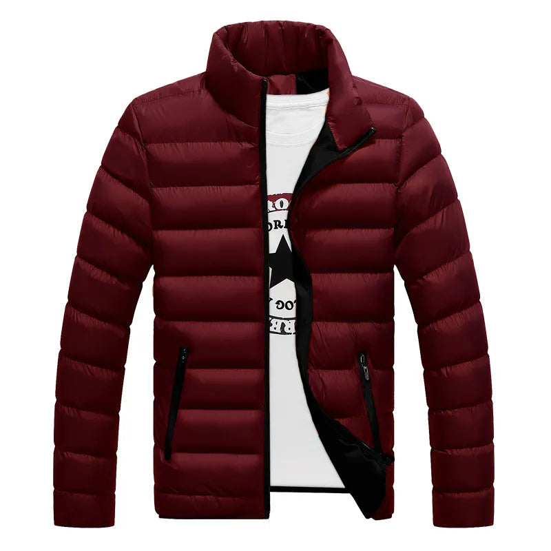 M-5XL New Men's Winter Thick Jacket Stand Neck Zipper for Warmth and Contrast Color Short Jacket Slim Fitting and Versatile jacket