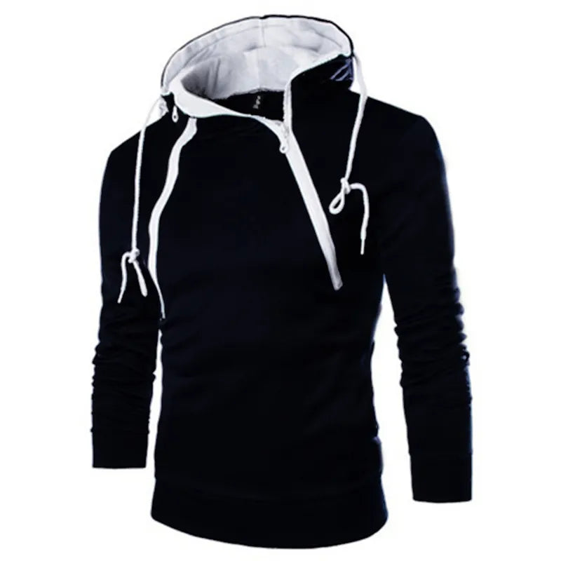 Men's Hoodies Long Sleeve Sweatshirts for Men Zipper Hooded Pullover High Neck Mens Sweatshirt Top Jacket Coat Black Sweater jacket