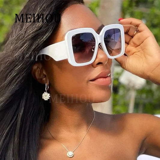 Square Oversized Sunglasses For Women Luxury Brand Popular Big Frame White Sunglasses Ladies Trend Shades Eyewear Lady UV400