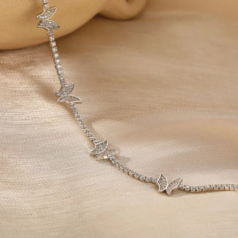 New 925 Sterling Silver Butterfly Necklace Simple Charm Animal Choker Birthday Party Gift For Women Fine Jewelry Free Shipping