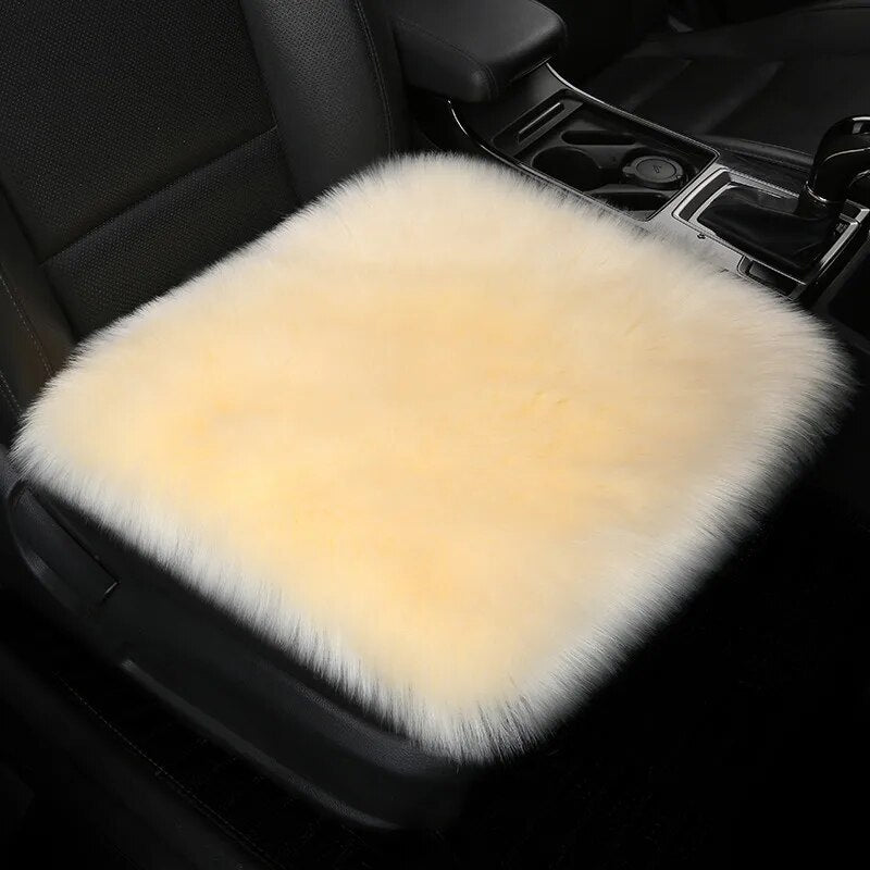 Winter Warm Car Seat Cover Fluffy Car Seat Cover Sets For Women Front+Rear Mat Long Plush Car Seat Cover Wool Fur Chair Cushion