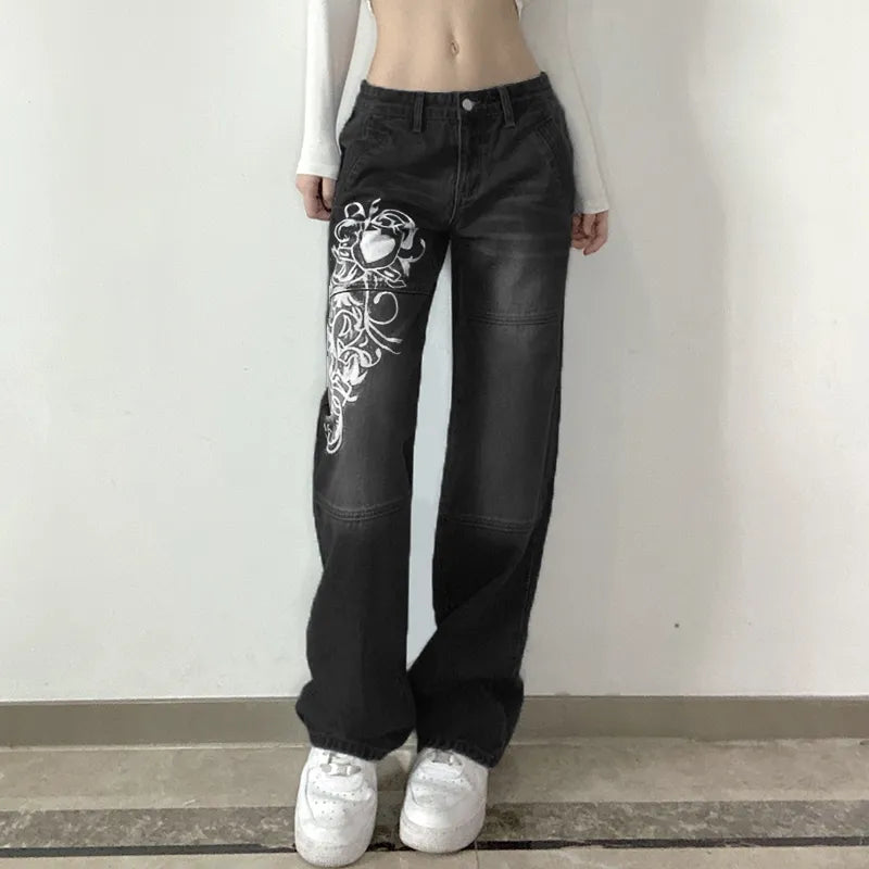 Low Waisted Cargo Pants Women Jeans Pockets  Retro Trousers