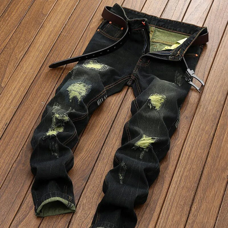 New Ripped Jeans  Design Plus Size Men's Denim Ripped Hole Pants