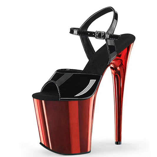 Sexy Fetish 8 Inches Dress Platform Sandals Peep Toe Pole Dance Shoes 20cm Women Stripper Models Show Nightclub Exotic Bride New