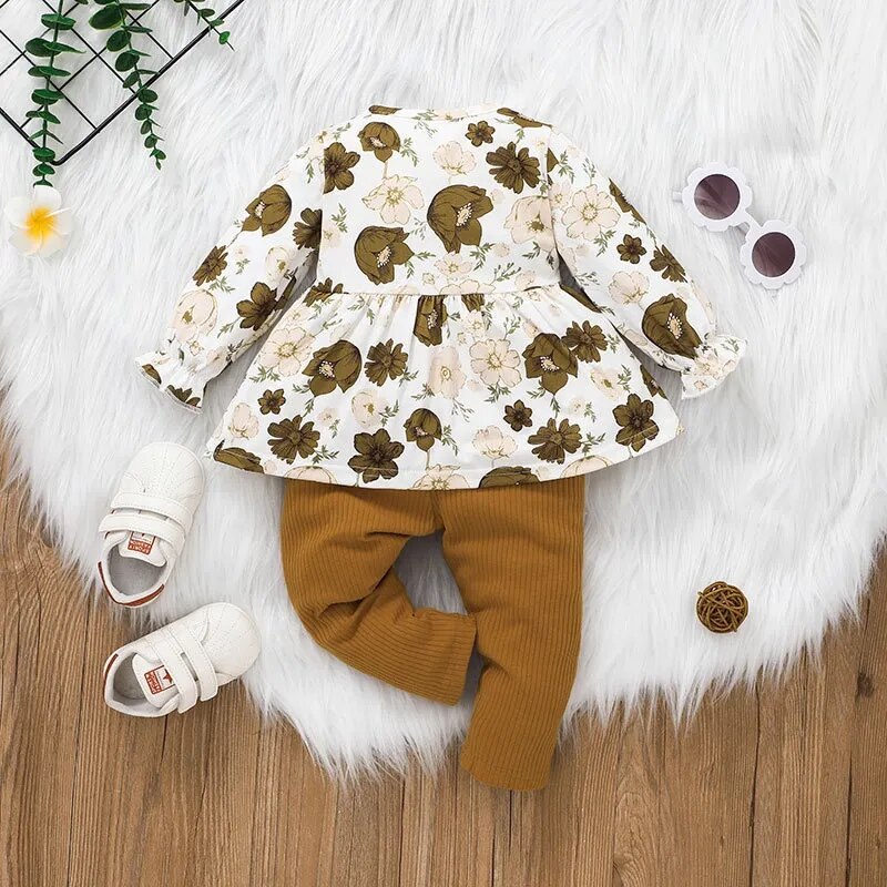 Newborn Baby Clothes Set 0-24 Months Floral Long Sleeve blouse and Long Pant Outfit Toddler Infant Clothing Suit For Kids Girl