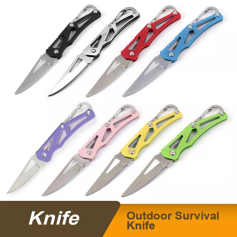 Stainless Steel Blade Shaped Knife Outdoor Camping Self Defense Emergency Survival Knife Tool Folding Portable Key Knife