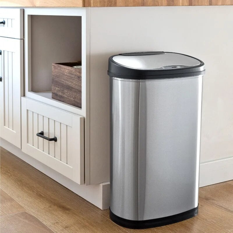 Motion Sensor Kitchen Trash Can, Stainless Steel Nine Stars 13.2 Gallon Trash Can