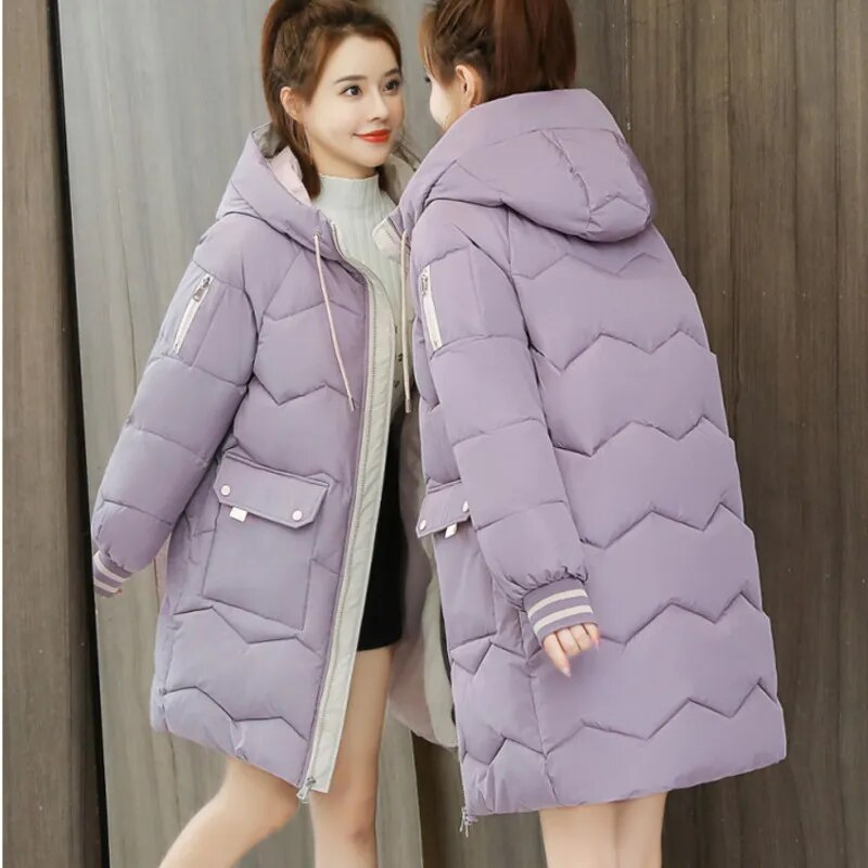 Winter New Women Jacket Coats Long Parkas Female Down Cotton Hooded Overcoat Thick Warm Jackets Windproof Casual Coat 