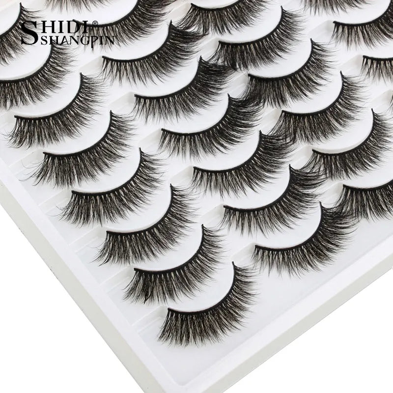 SHIDISHANGPIN 3/5/16 Pairs Natural Long False Eyelashes Dramatic Fluffy 3D Mink Lashes Wispy Wholesale Eye Lashes Thick Cils