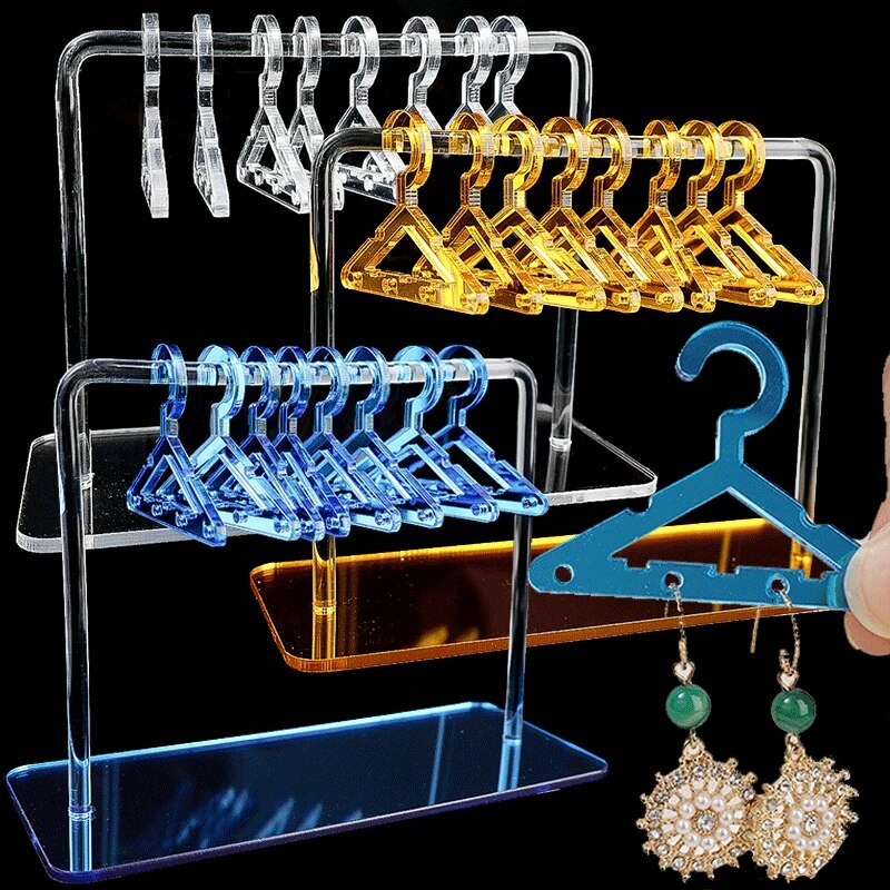 New Hangers Clear Acrylic Jewelry Display Rack Earrings Hanging Clothes Stand Storage Jewelry Shopwindow Manager Display Racks