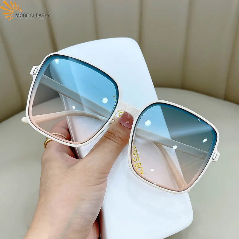 Oversize Fashion Glasses Outdoor UV400 Sunglasses Gradient Square Decoration Black Large Frame Transparent Trend Sunglasses