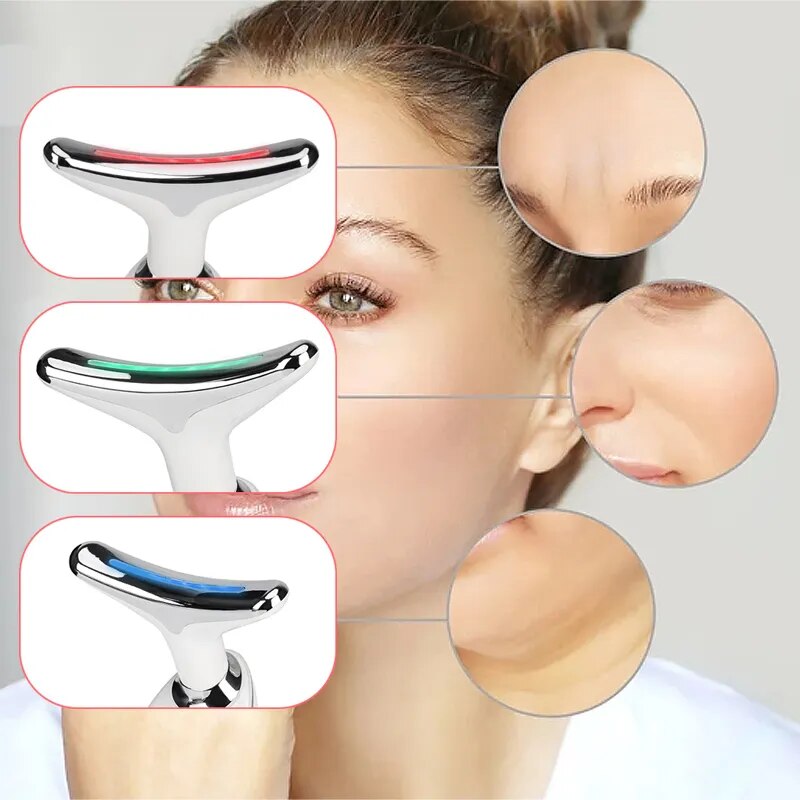 Neck Anti Wrinkle Face Lifting Beauty Device LED Photon Therapy Skin Care EMS Tighten Massager Reduce Double Chin WrinkleRemoval