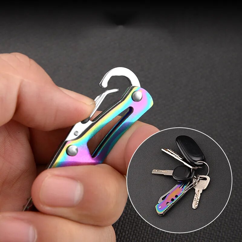 Outdoor Mini Pocket Knife Keychain Portable Paring Folding Self Defense Knife Tactical Survival Hunting Camping Knife EDC Tools