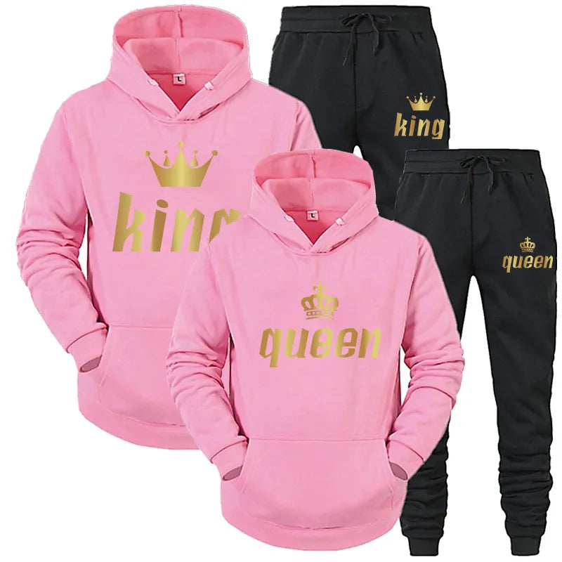 Women Men Tracksuit Fashion Printed Hooded Suit Autumn Winter Hoodie + Pants 2pcs Sets New Female Sportswear Casual Suits 2023