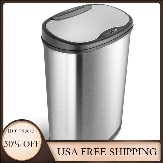 Motion Sensor Kitchen Trash Can, Stainless Steel Nine Stars 13.2 Gallon Trash Can