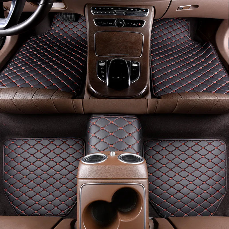 Universal Car Floor Mats PU Leather Waterproof Auto Foot Pad 5Pcs Set Protector Automobile Interior Carpet Accessories Interior