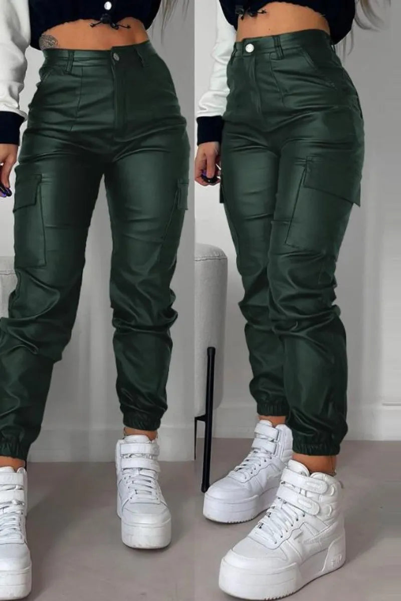 Y2K Vintage Streetwear Casual Black Cargo Pants Parachute High Waist Straight Trousers Wide Leg Women Clothes