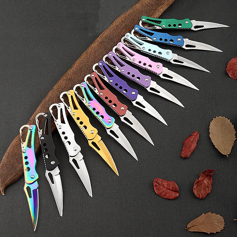 Outdoor Mini Pocket Knife Keychain Portable Paring Folding Self Defense Knife Tactical Survival Hunting Camping Knife EDC Tools