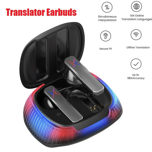 Original 74 Languages Translatoe Earbuds Smart Voice Translate Real Time Support Online OffLine 4 Translation Mode AI Conversion