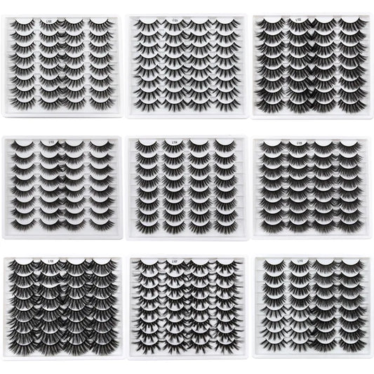 SHIDISHANGPIN 3/5/16 Pairs Natural Long False Eyelashes Dramatic Fluffy 3D Mink Lashes Wispy Wholesale Eye Lashes Thick Cils