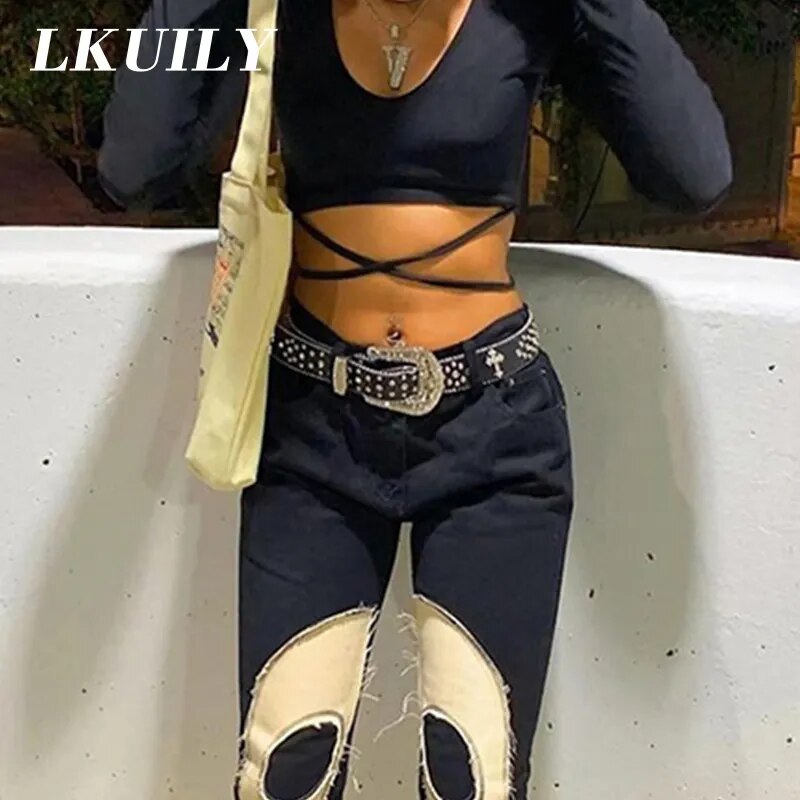 Skull Vintage Printed Jeans Women High Waist Y2K Streetwear 90S Baggy Jeans Pants Denim Trousers Harajuku Cargo Straight Jean