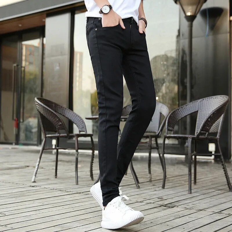 Wholesale 2020 Fashion Spring Summer Casual Black White Street Wear Twill Trousers Men Pontallon Homme Skinny Pencil Pants