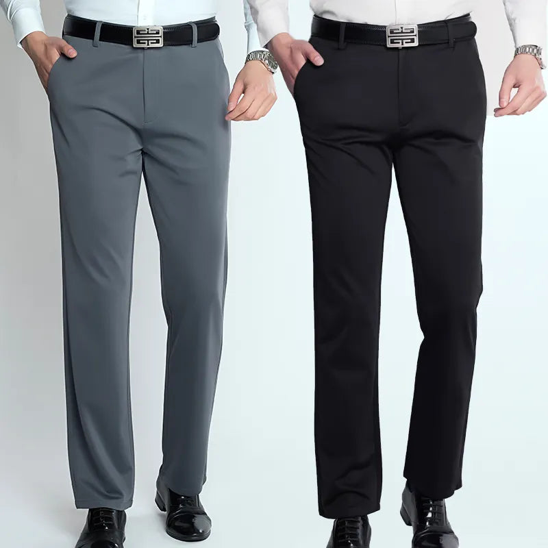 Men's Summer Thin Fashion Business Casual Suit Pants Long Pants Men's Elastic Straight Sleeve Formal Pants Plus Size 28-40