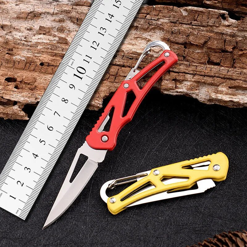 Stainless Steel Blade Shaped Knife Outdoor Camping Self Defense Emergency Survival Knife Tool Folding Portable Key Knife