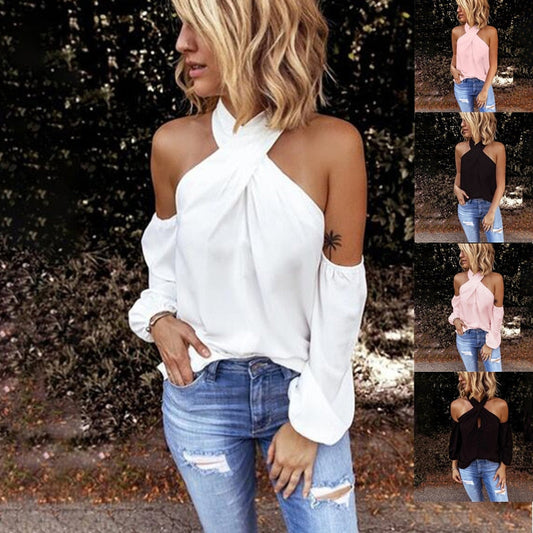 Off shoulder white blouse shirt Women bodycon blouse elegant summer sexy shirt 2023female blusas tops & tees